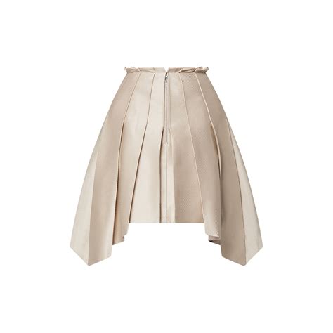 Asymmetrical Box Pleat Twill Skirt 